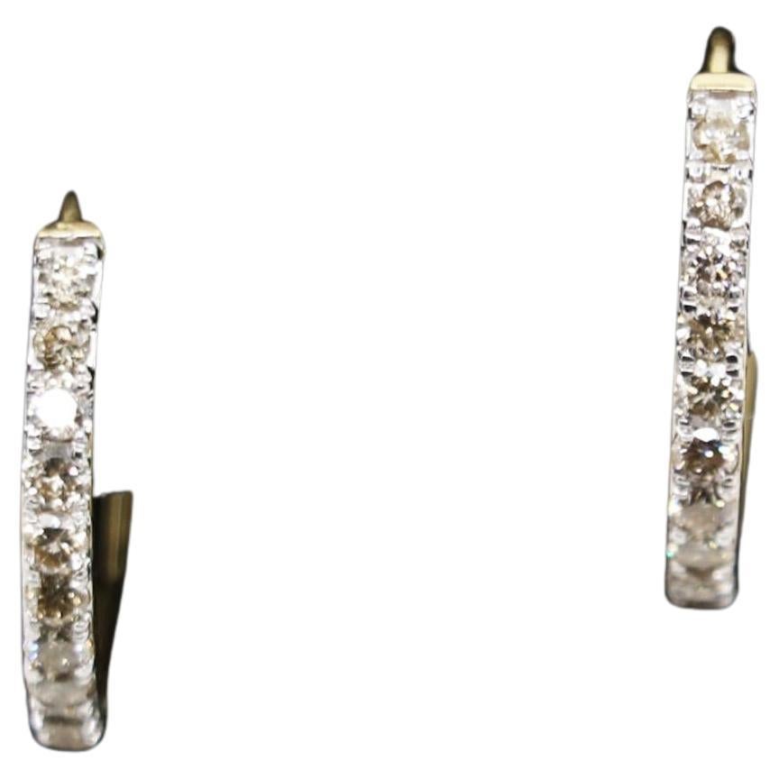 Vintage 10K Gold Diamond Hoop Earrings