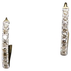 Vintage 10K Gold Diamond Hoop Earrings