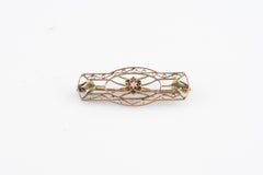 Vintage 10k Gold & Diamond with an Elaborate Lattice Brooch / Pin