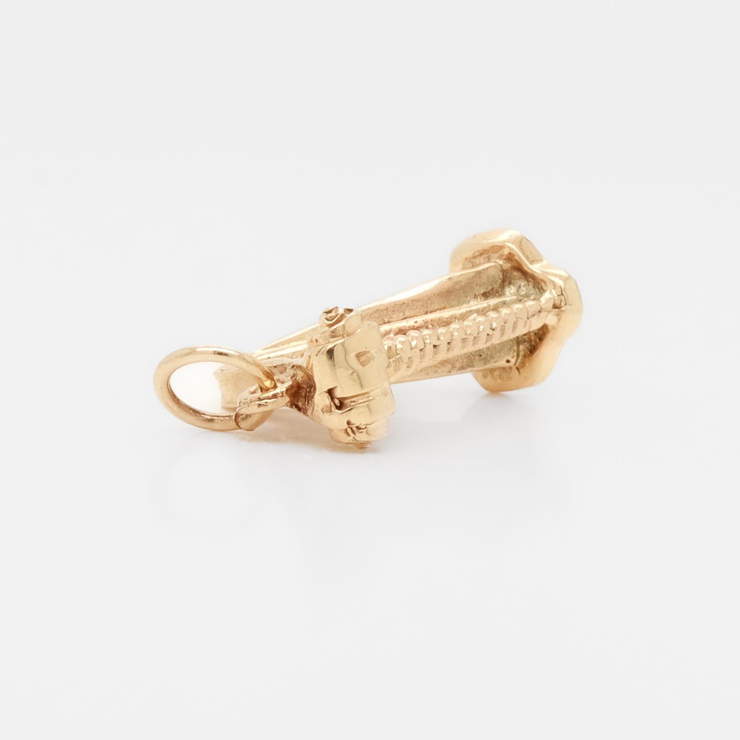 Vintage 10K Gold Figural Harp Pendant Charm for a Bracelet For Sale 5