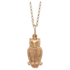 Vintage 10K Gold Figural Owl Charm for a Bracelet