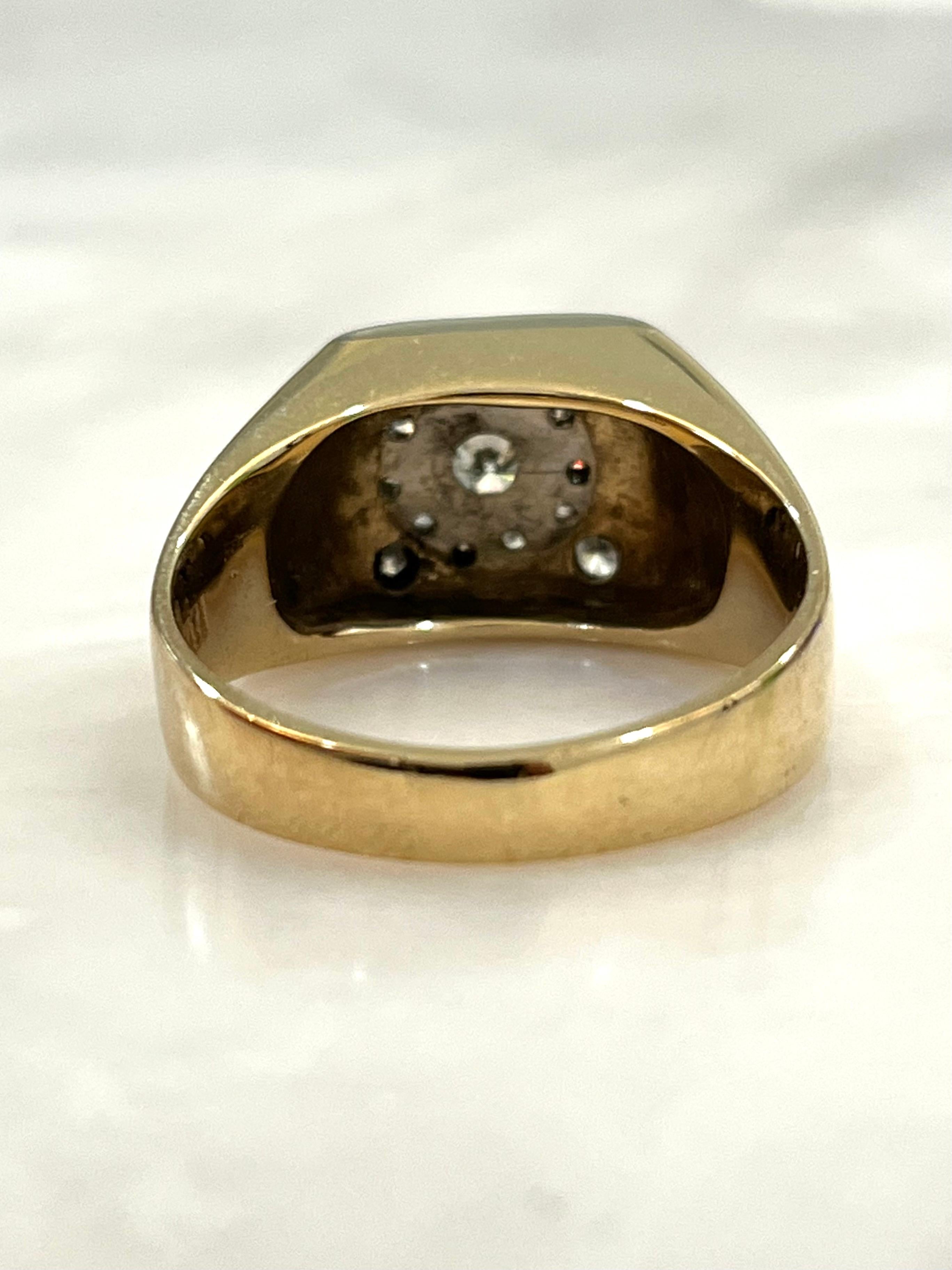 Men's Vintage 10k Gold Mens Ring with Natural Diamonds For Sale