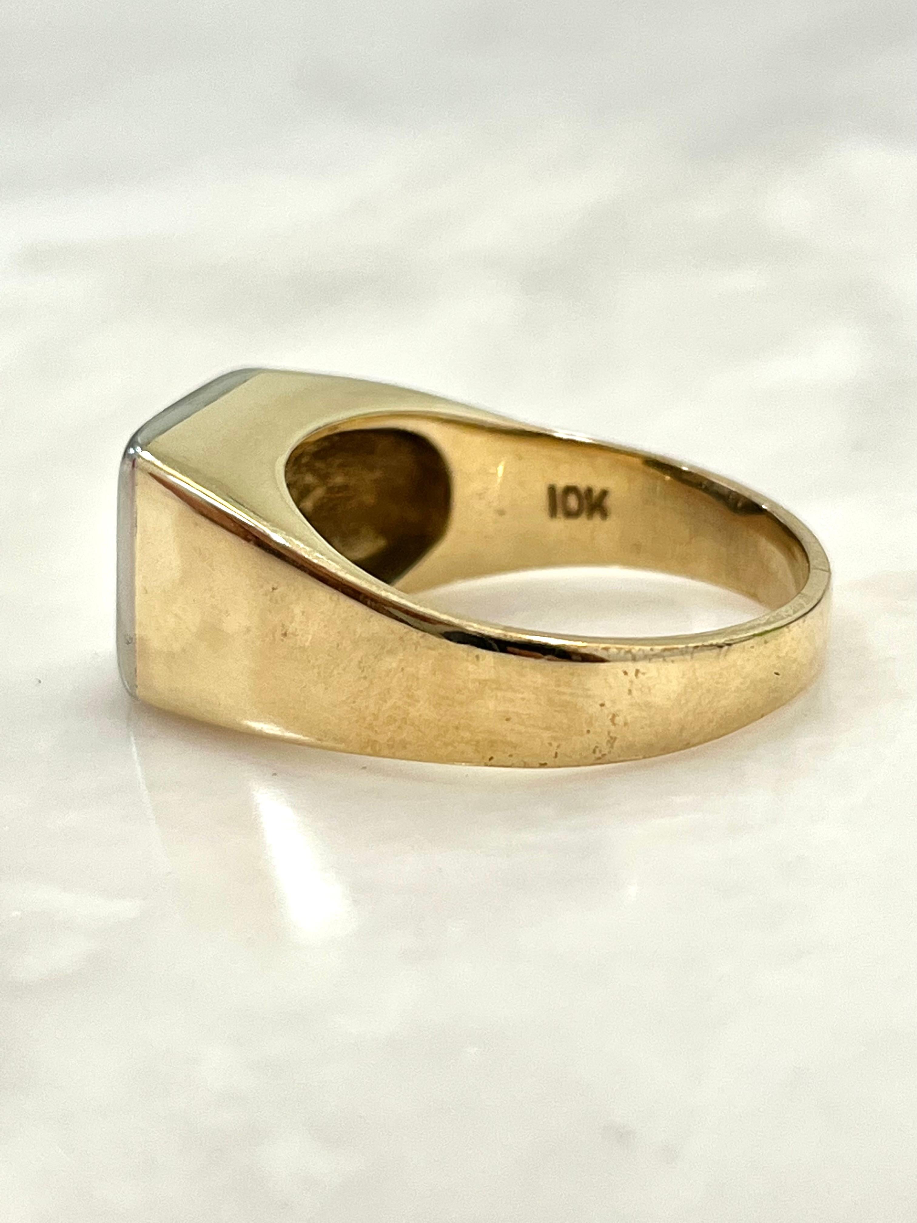 Vintage 10k Gold Mens Ring with Natural Diamonds For Sale 1