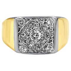 Vintage 10k Gold Mens Ring with Natural Diamonds