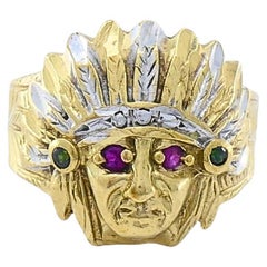 Vintage 10k Gold Native American Headdress Ring