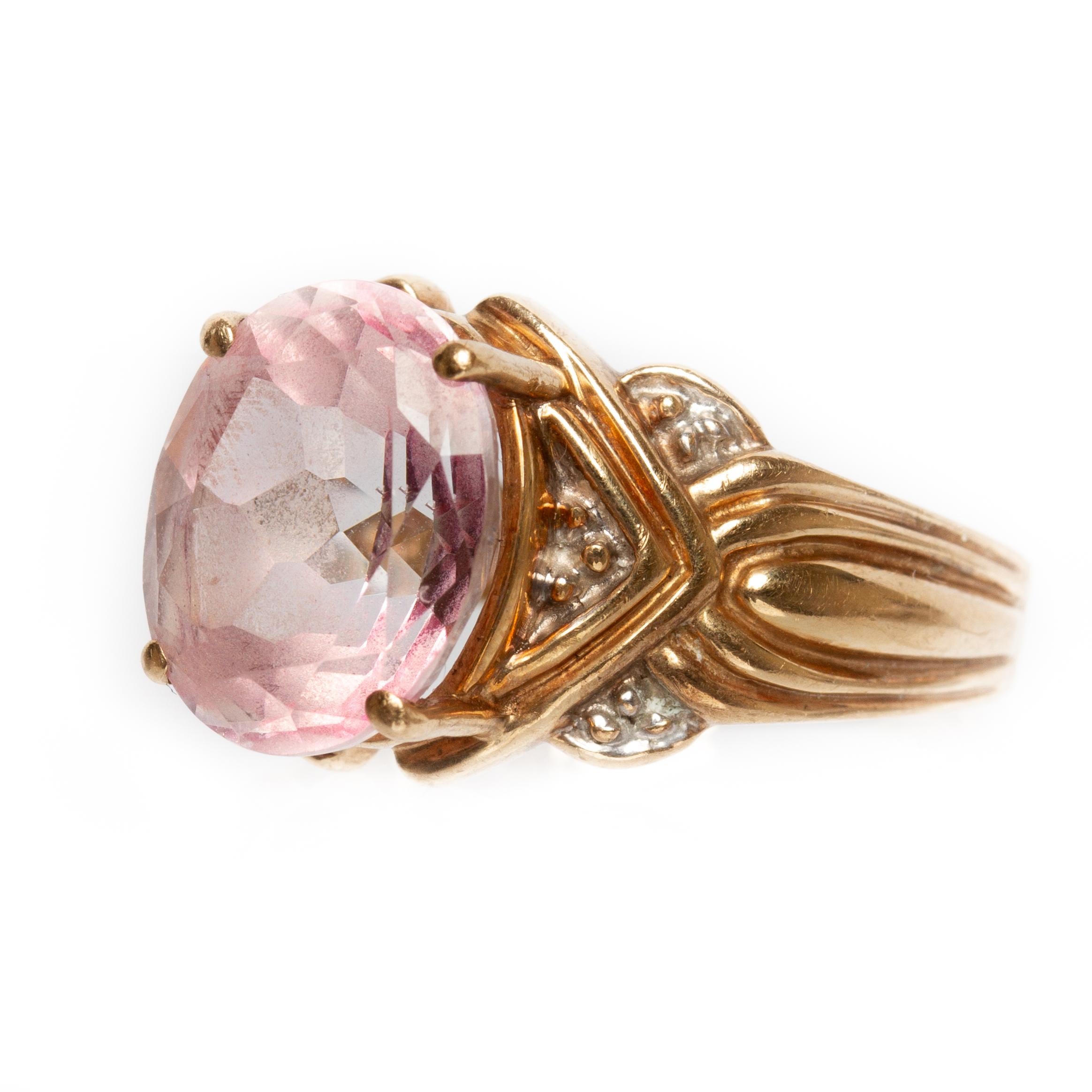 Oval Cut Vintage 10K Gold Pink Sapphire Ring