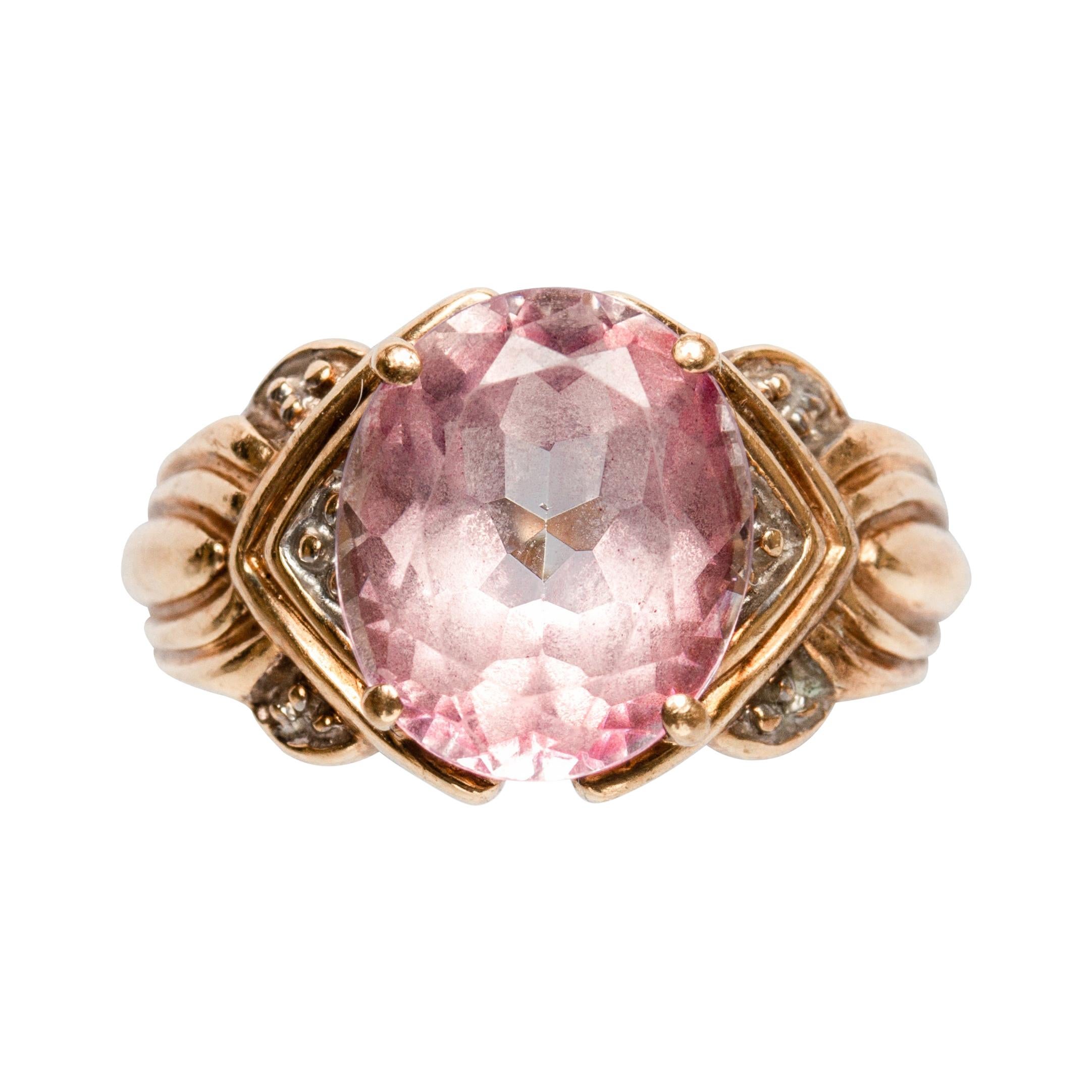 Vintage 10K Gold Pink Sapphire Ring