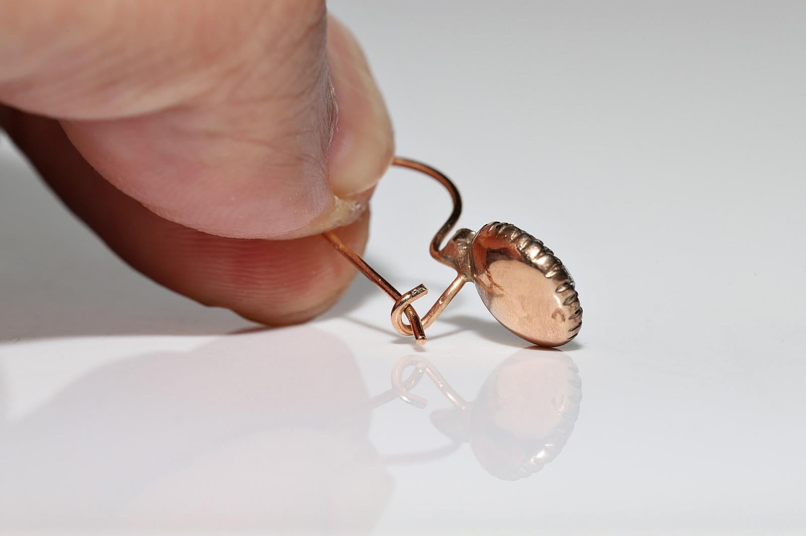 Orecchini d'epoca in oro 10k e argento con diamanti naturali decorati in vendita 6