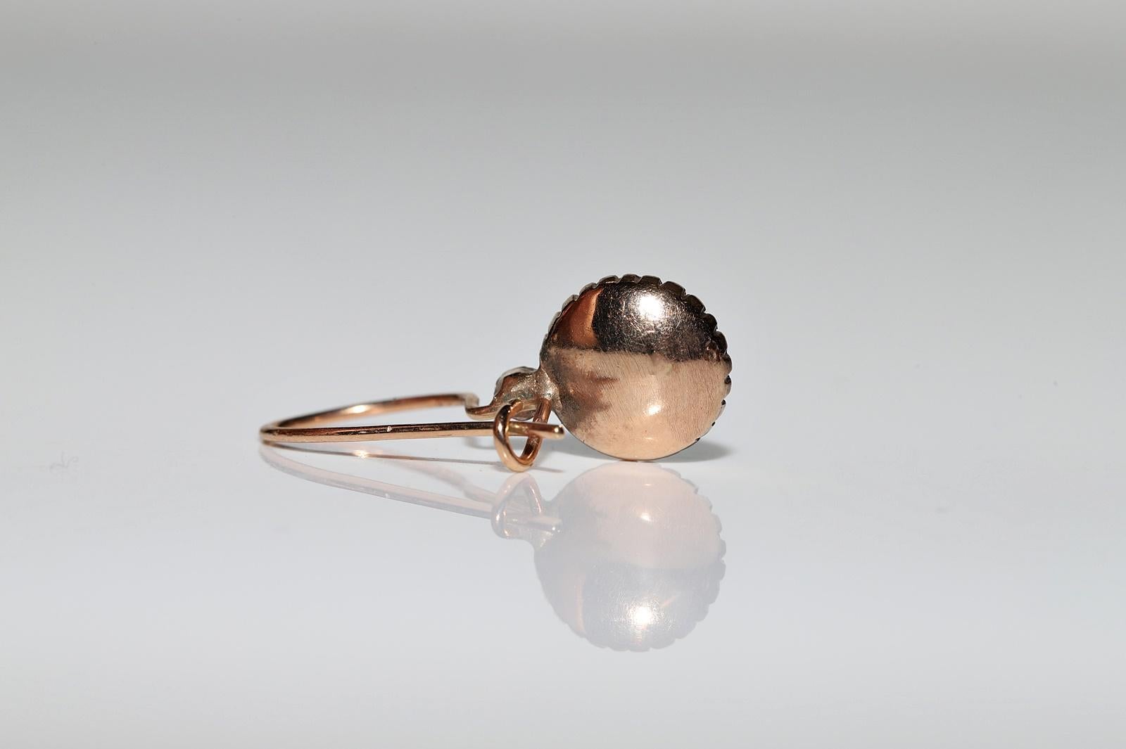 Orecchini d'epoca in oro 10k e argento con diamanti naturali decorati in vendita 1