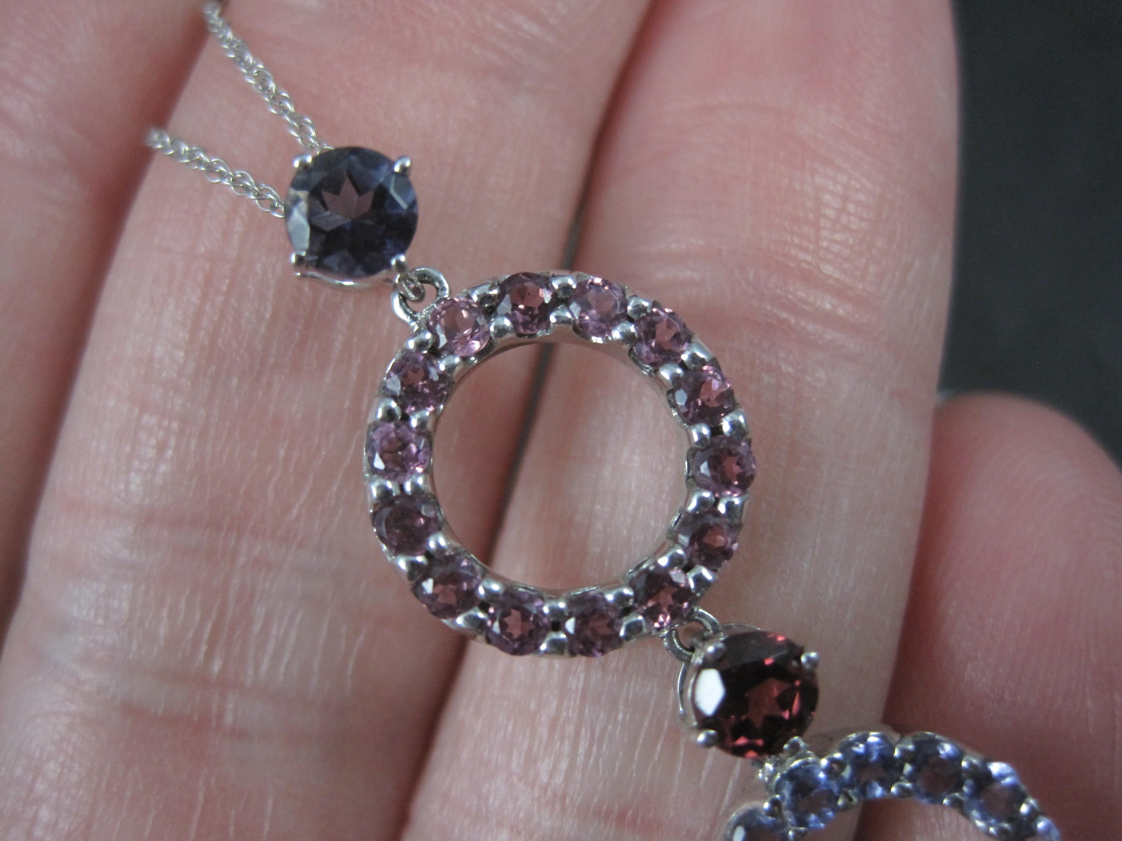 Vintage 10K Iolite Pink Topaz Tourmaline Amethyst Pendant In Excellent Condition For Sale In Webster, SD