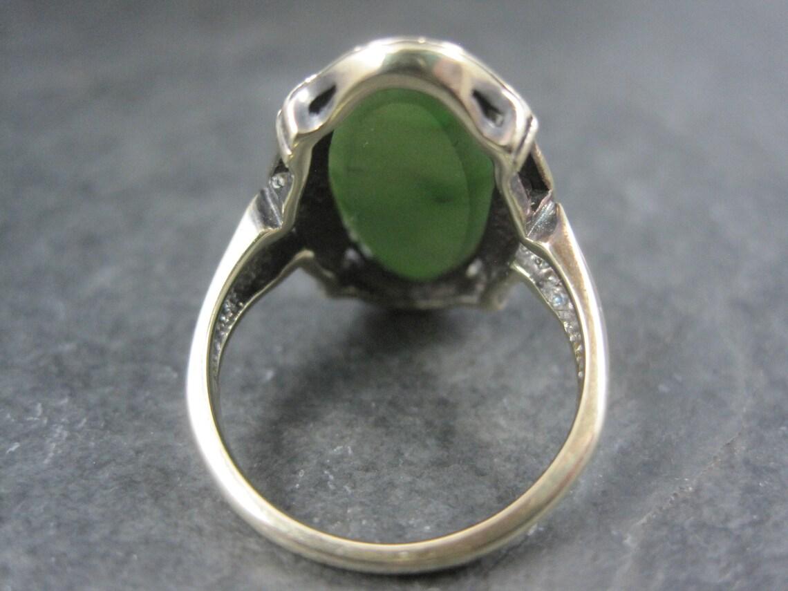 Women's Vintage 10k Nephrite Jade Ring Size 6.5 For Sale
