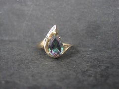 Vintage 10K Pear Cut Mystic Topaz Ring Size 6