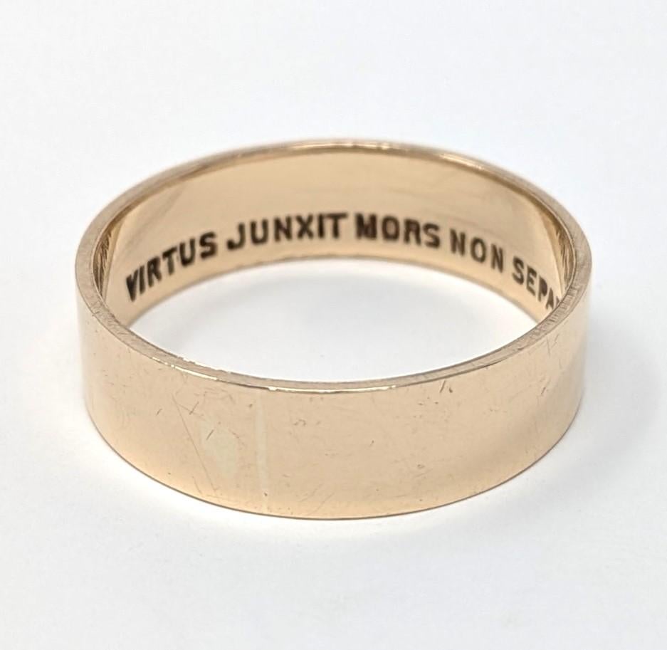 Men's Vintage 10k Scottish Rite Ring Band Masonic Motto Solid Yellow Gold US Size 11 For Sale
