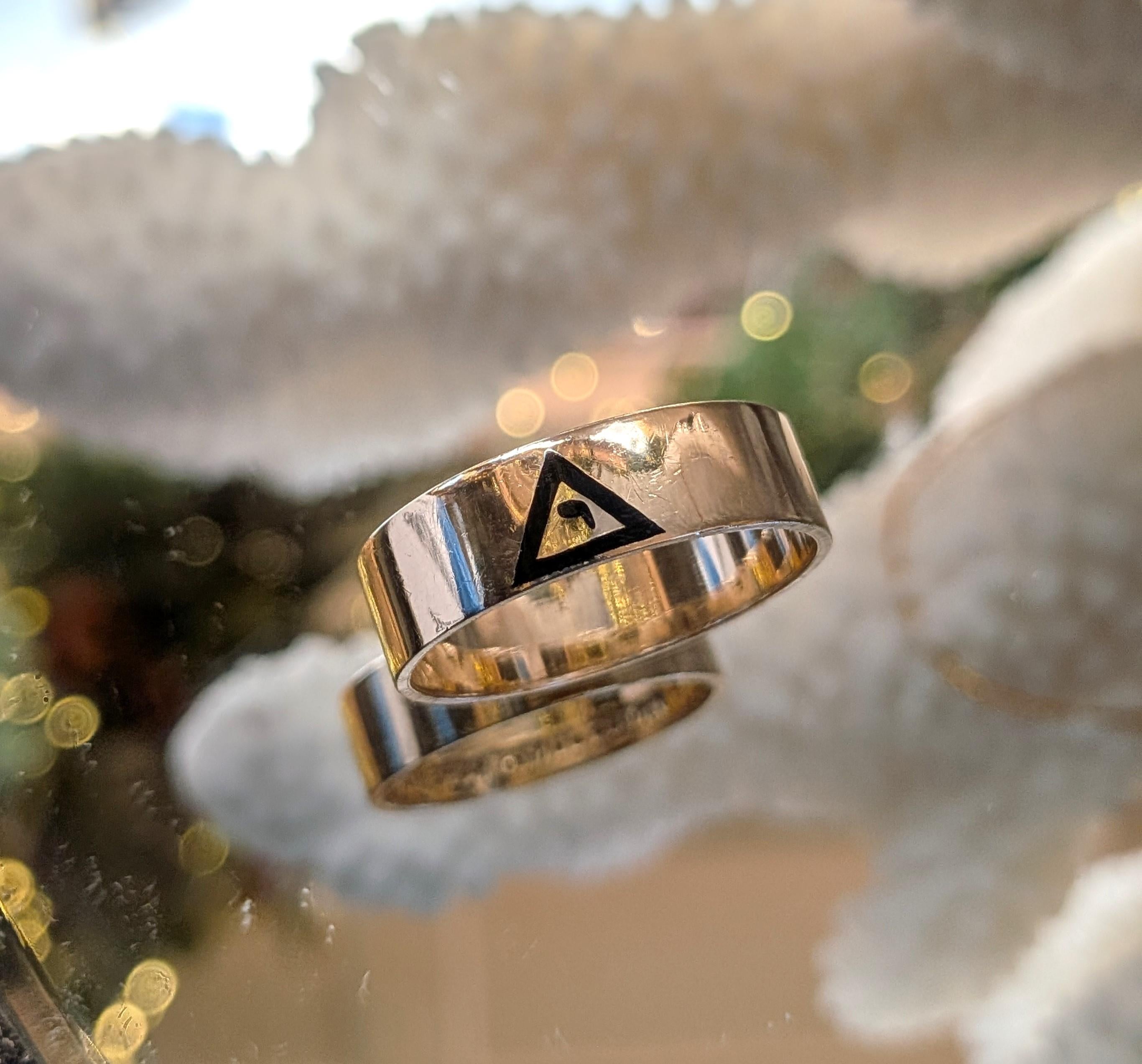 Vintage 10k Scottish Rite Ring Band Masonic Motto Solid Yellow Gold US Size 11 For Sale 3