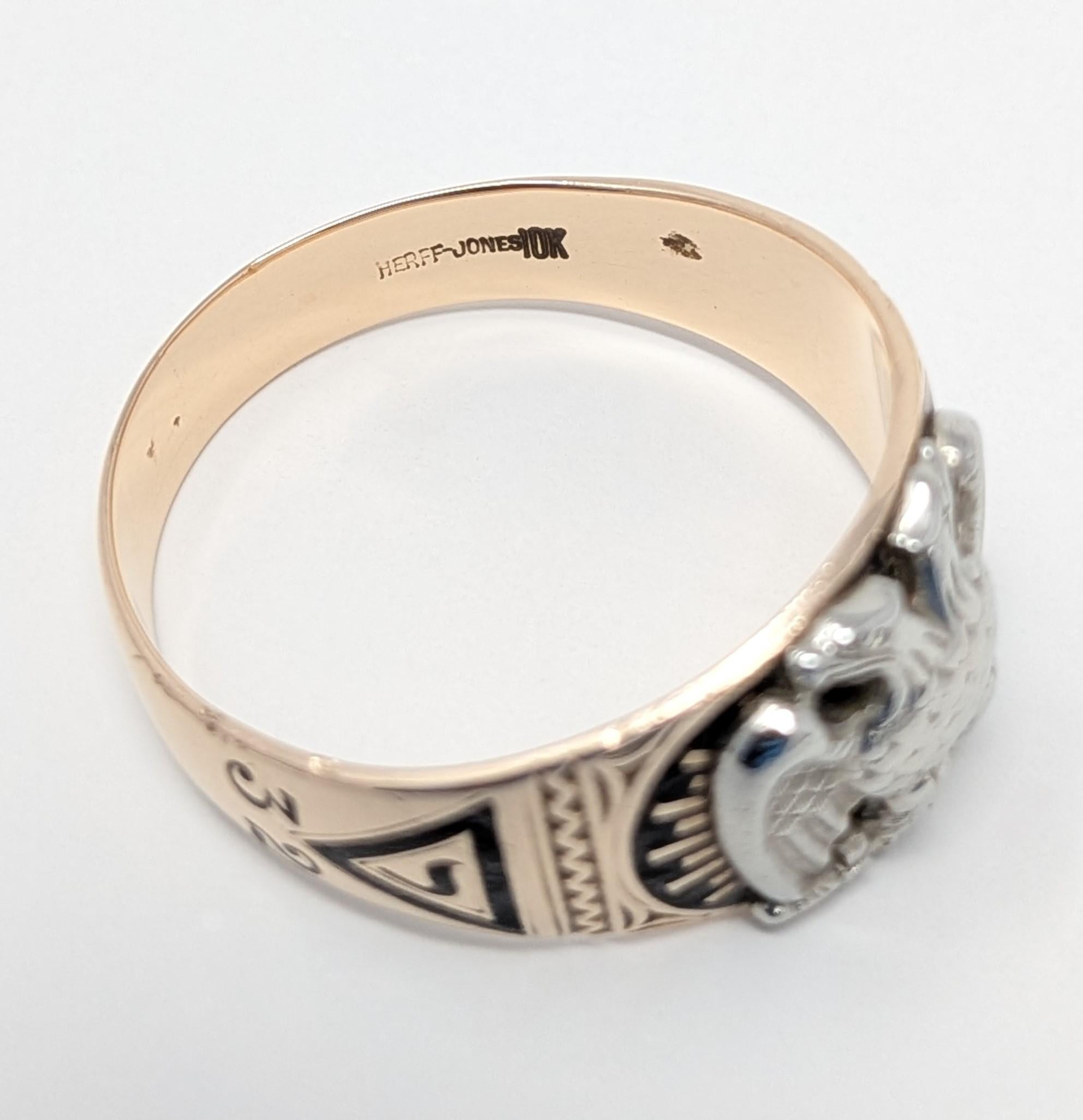 Vintage 10k Scottish Rite Ring Herff Jones Masonic Solid Yellow Gold US Size 11 For Sale 2