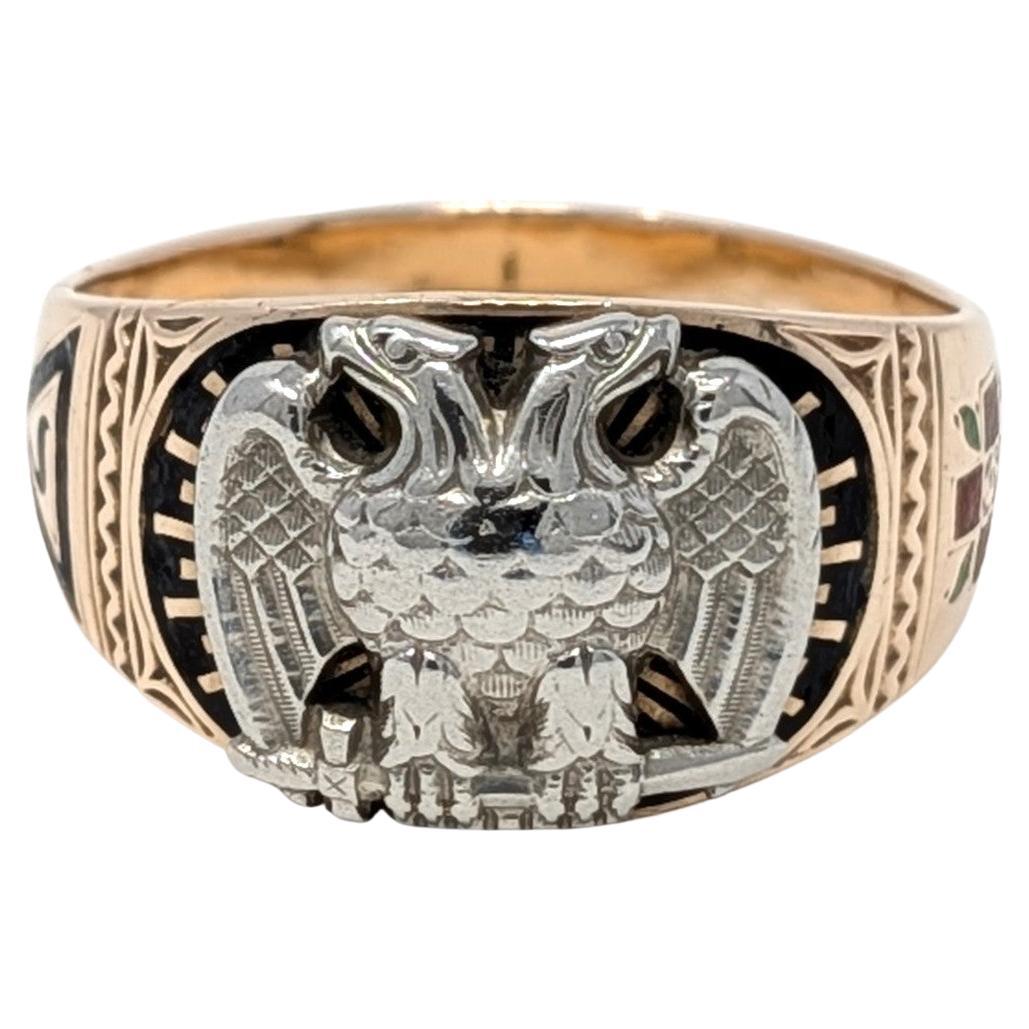 Anillo Vintage 10k Rito Escocés Herff Jones Masónico Oro Amarillo Macizo US Talla 11