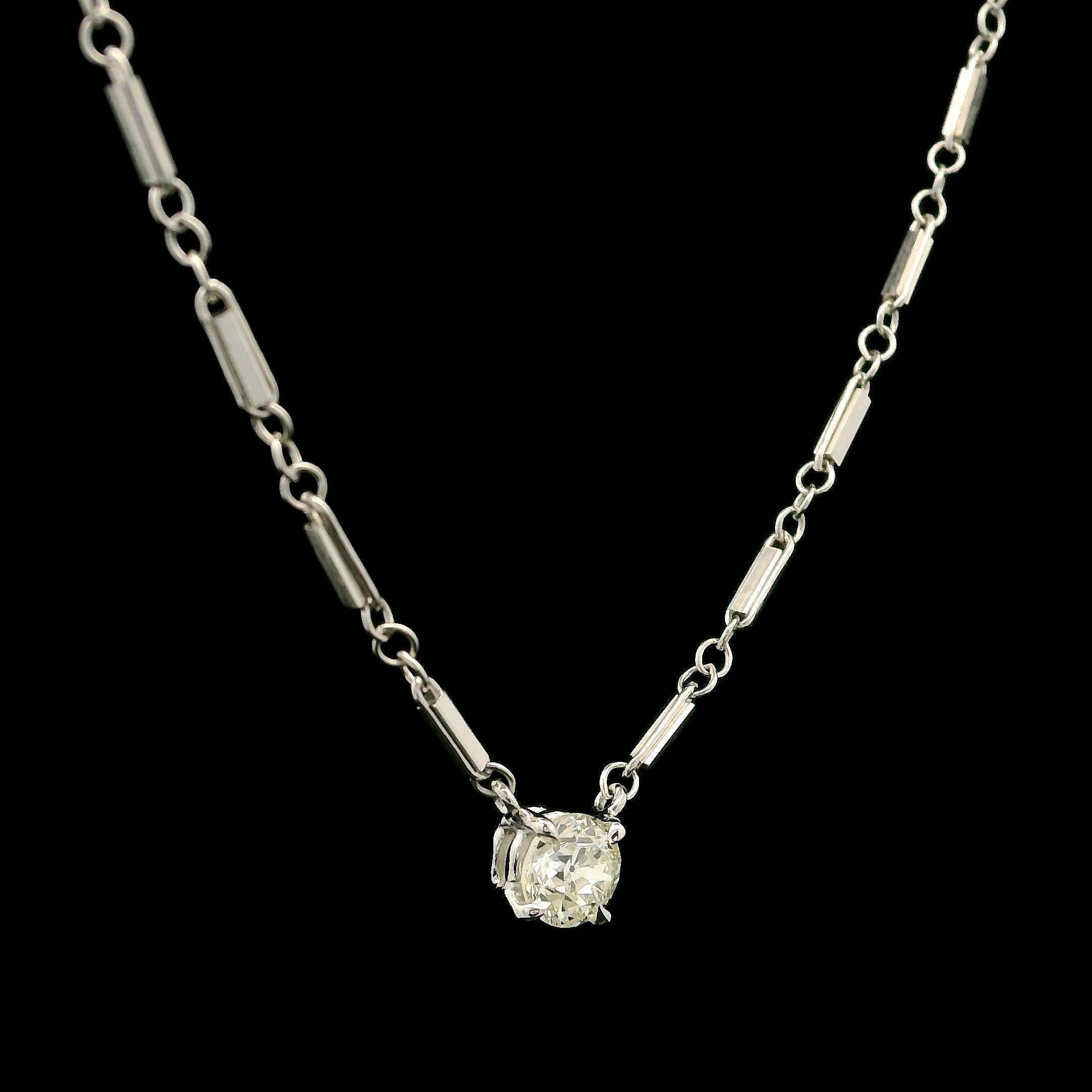 De las mujeres Collar Colgante Vintage Oro Blanco 10k 0.35ct Diamante Viejo Europeo Solitario en venta