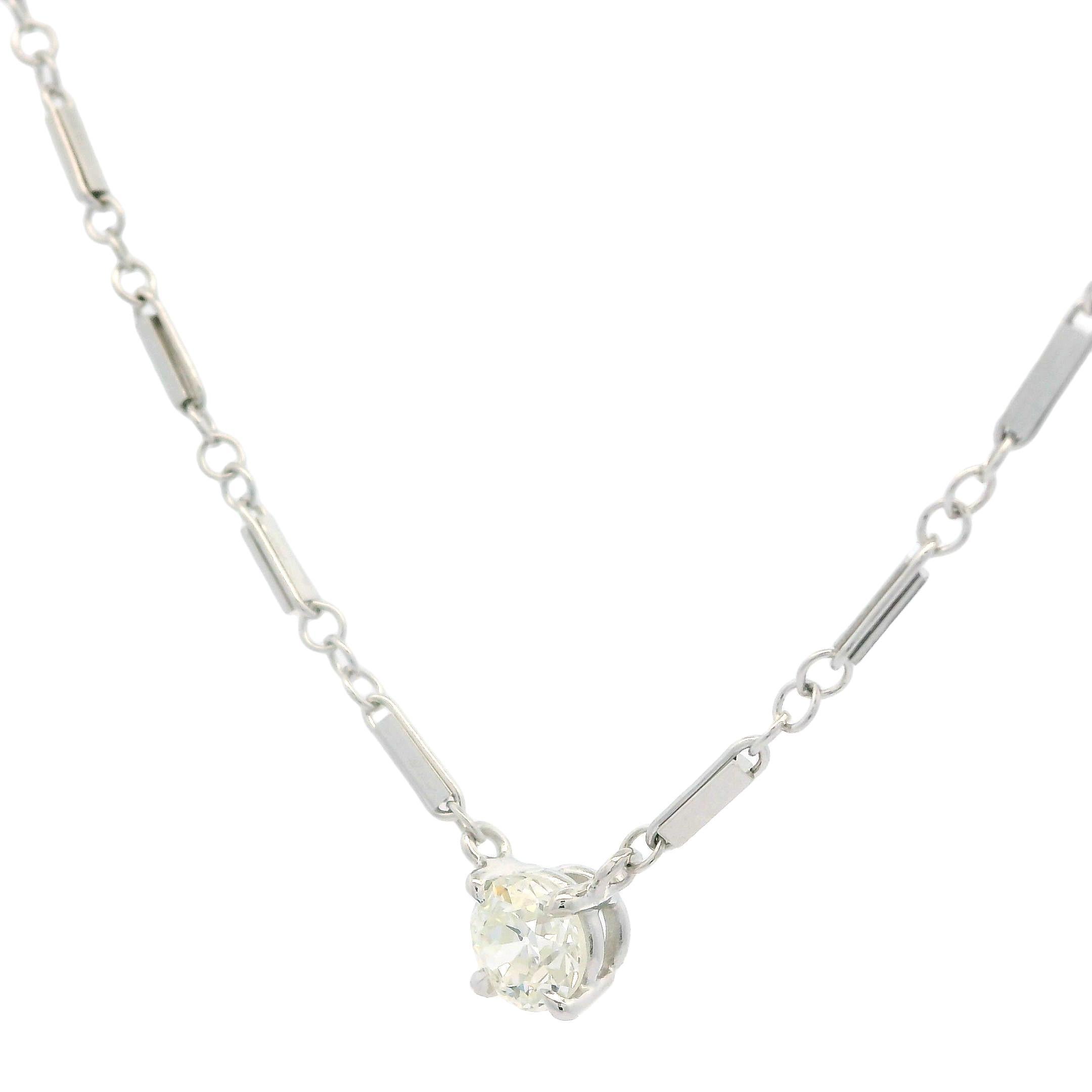 Collar Colgante Vintage Oro Blanco 10k 0.35ct Diamante Viejo Europeo Solitario en venta 3