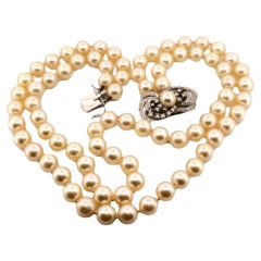 Vintage By in oro bianco 10K con chiusura a diamante e collana a due fili di perle Akoya