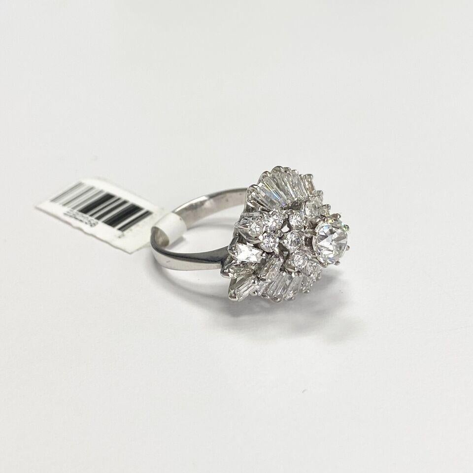 Vintage 10k White Gold Diamond Ring with Old European Cut Diamond In Excellent Condition In Los Angeles, CA