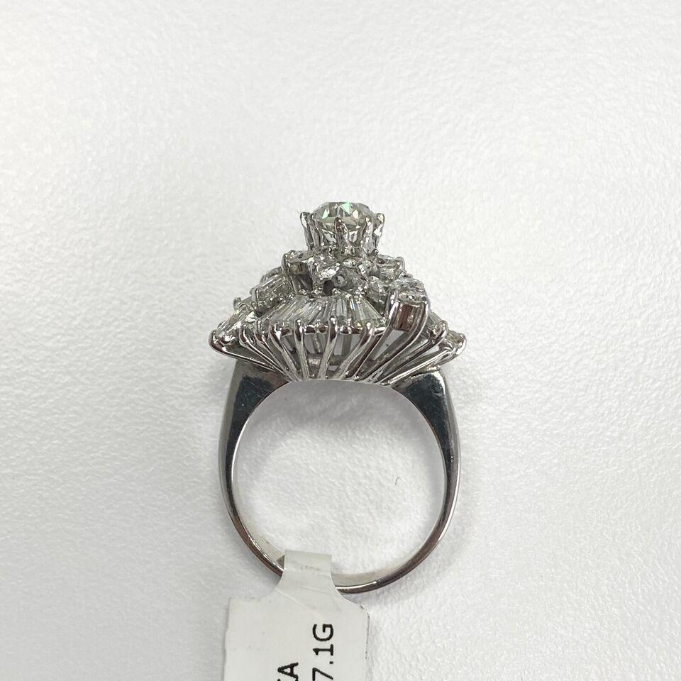 Women's Vintage 10k White Gold Diamond Ring with Old European Cut Diamond