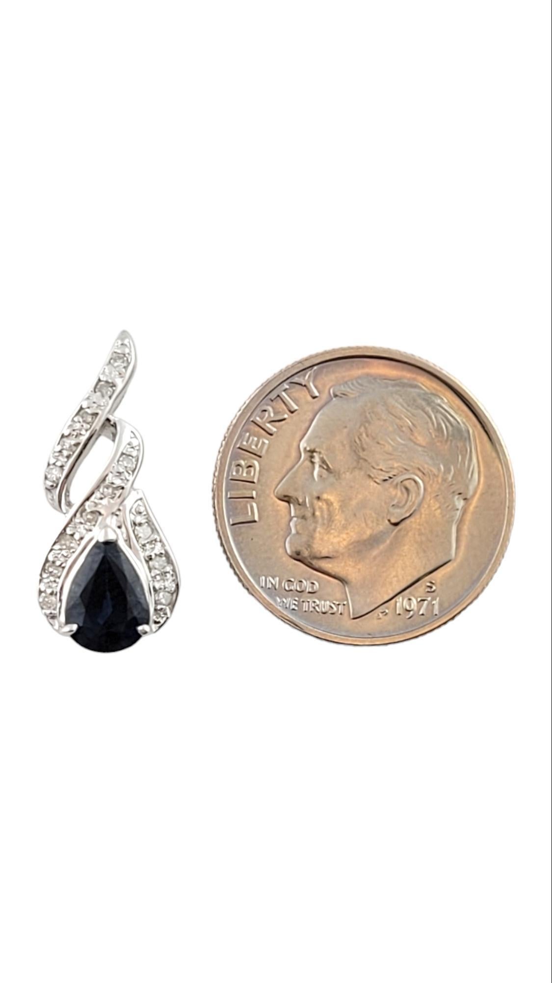Vintage 10K White Gold Sapphire Diamond Pendant #15880 For Sale 1