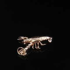 Vintage 10K Yellow Gold 3D Lobster Crayfish Charm Pendant 2.3g