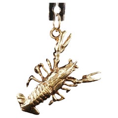 Vintage 10K Yellow Gold 3D Lobster Crayfish Charm Pendant 2.3g