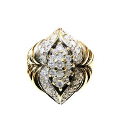 Vintage 10k Yellow Gold .50 Carat Diamond Cluster Ring Size 7.5