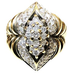 Vintage 10k Yellow Gold .50 Carat Diamond Cluster Ring Size 7.5