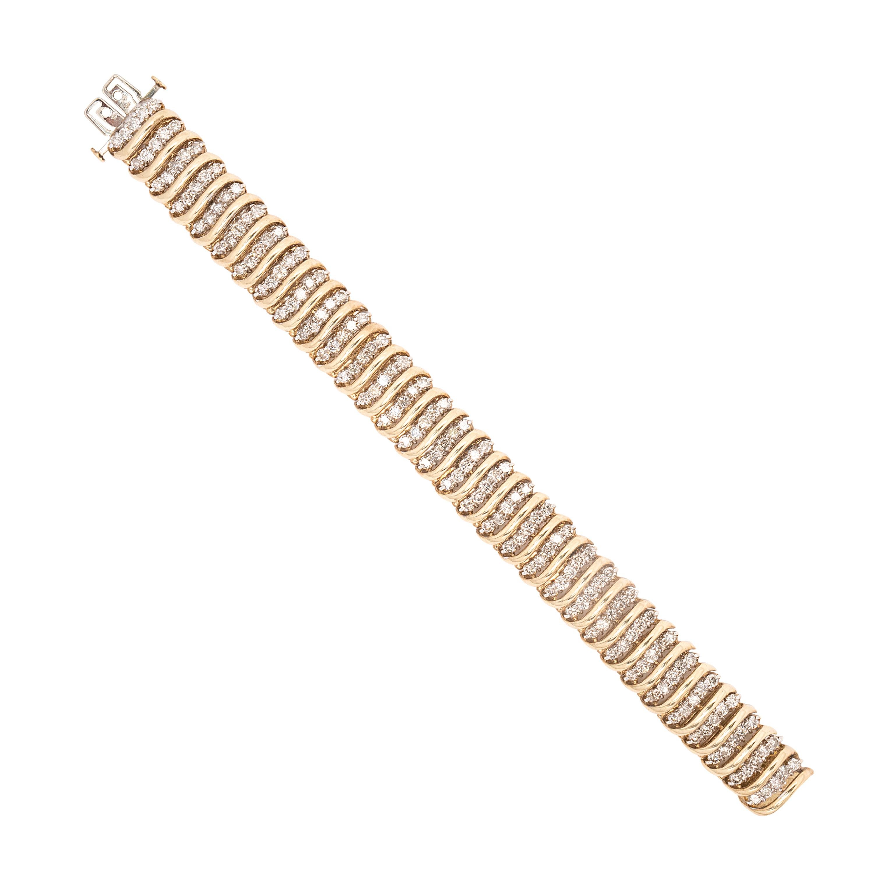 Vintage By in oro giallo 10k Bracciale a serpente con diamanti naturali 5ctw in vendita 1