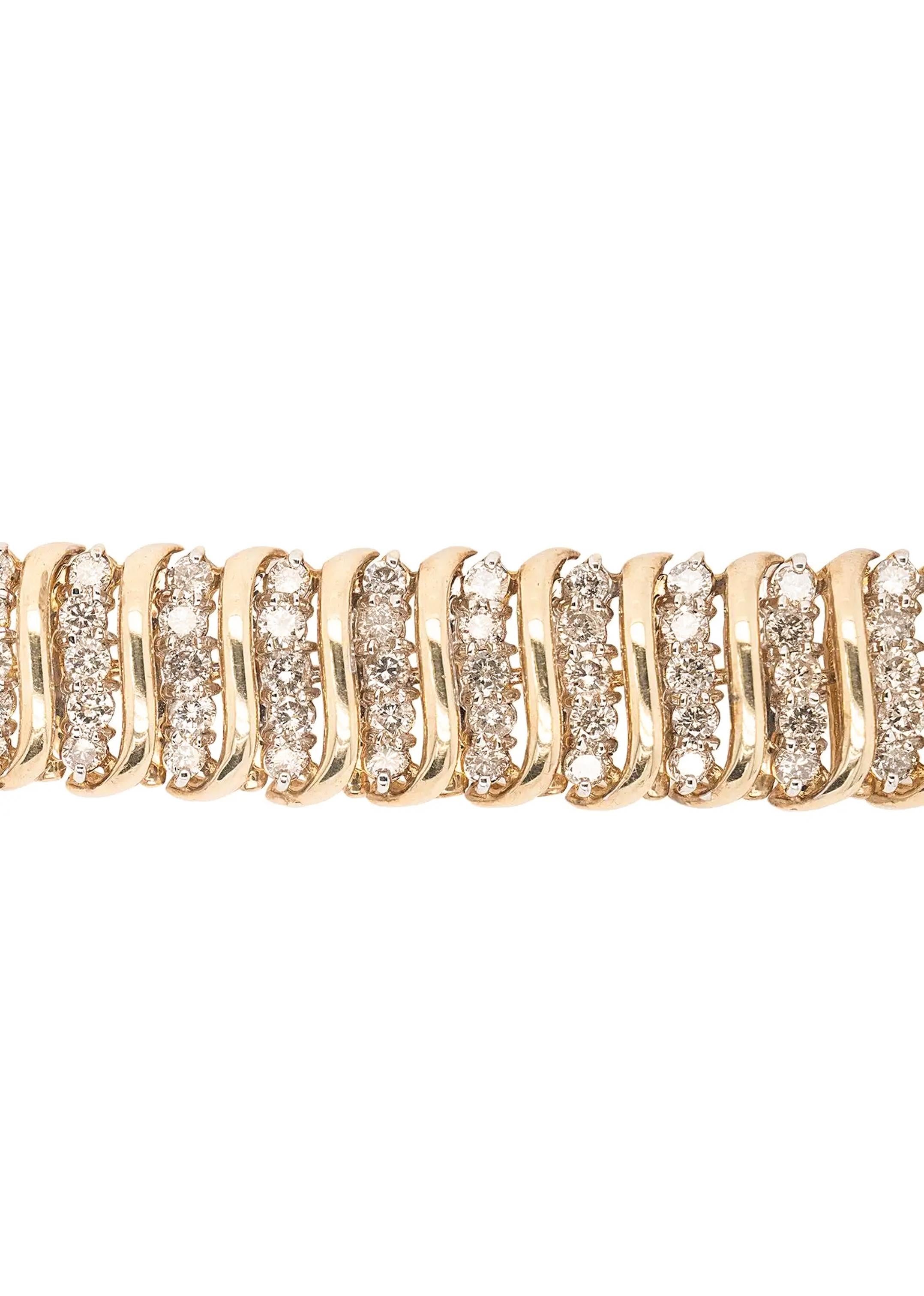 Vintage By in oro giallo 10k Bracciale a serpente con diamanti naturali 5ctw in vendita 3