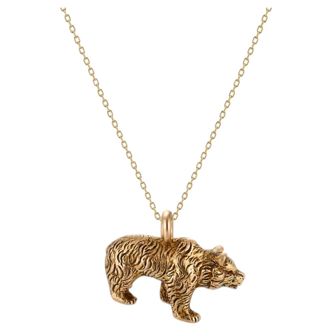 Vintage 10k yellow gold bear charm pendant