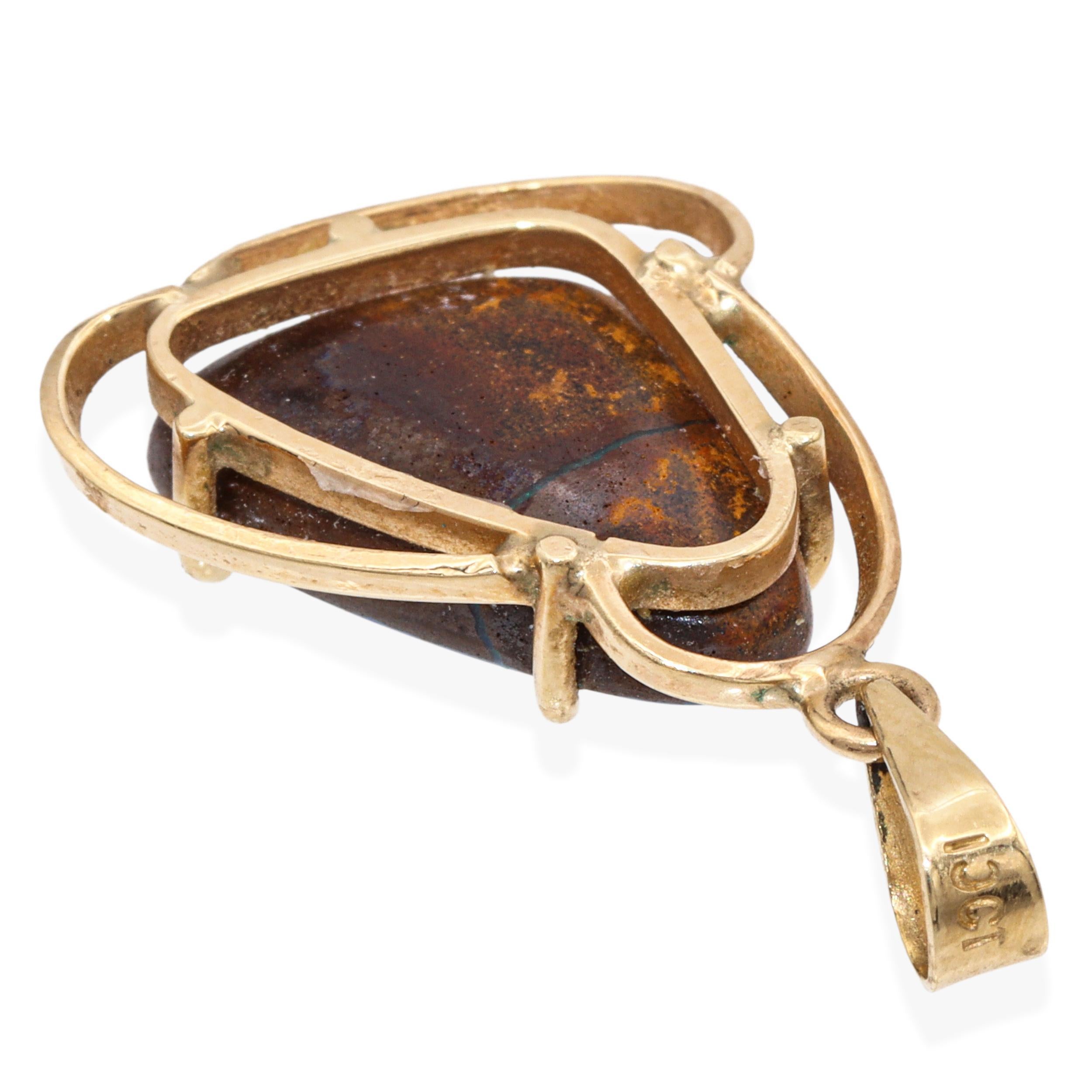 Vintage Pendentif Opale Boulder en or jaune 10k Bon état - En vente à New York, NY
