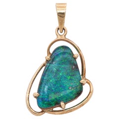 Vintage 10k Yellow Gold Boulder Opal Pendant
