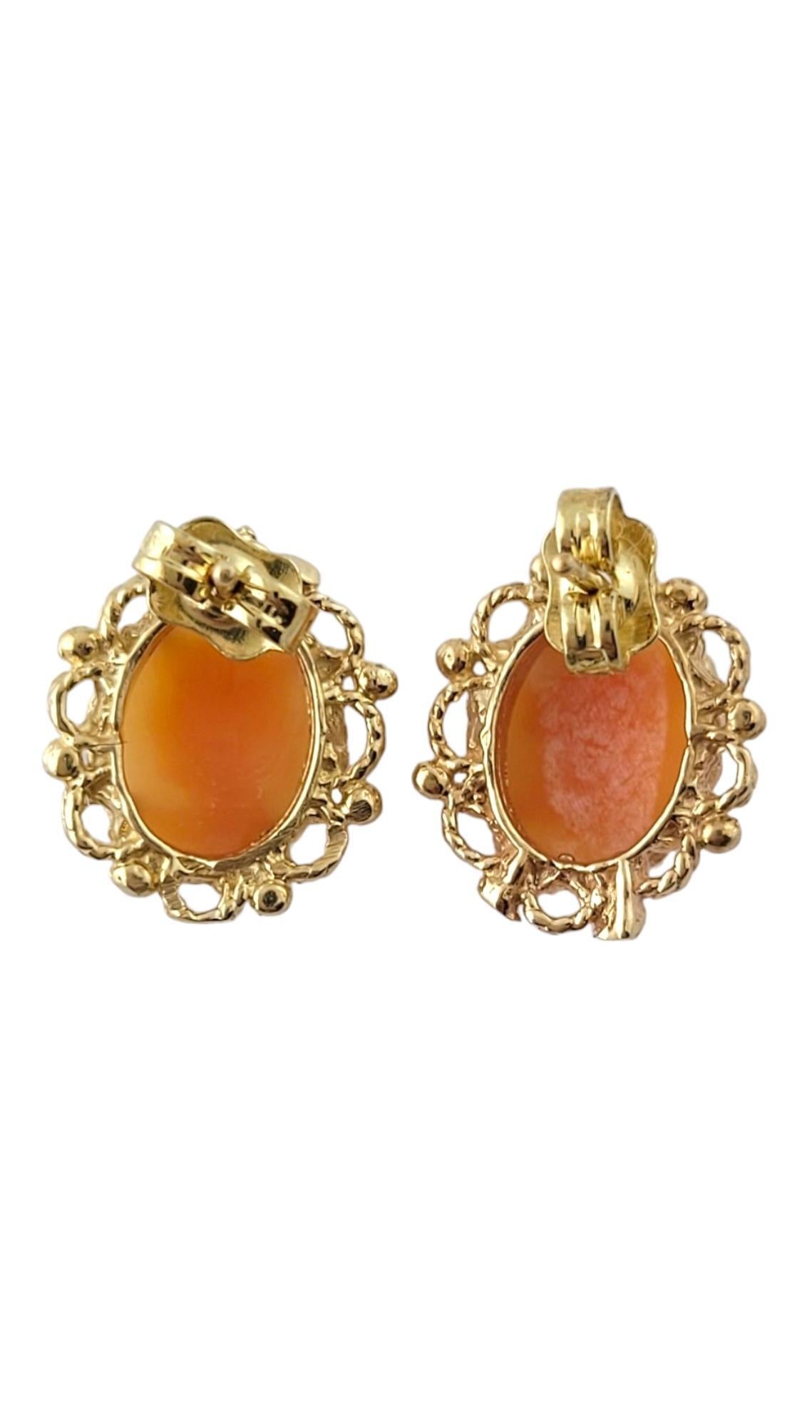 Women's Vintage 10K Yellow Gold Cameo Earrings #16915 For Sale
