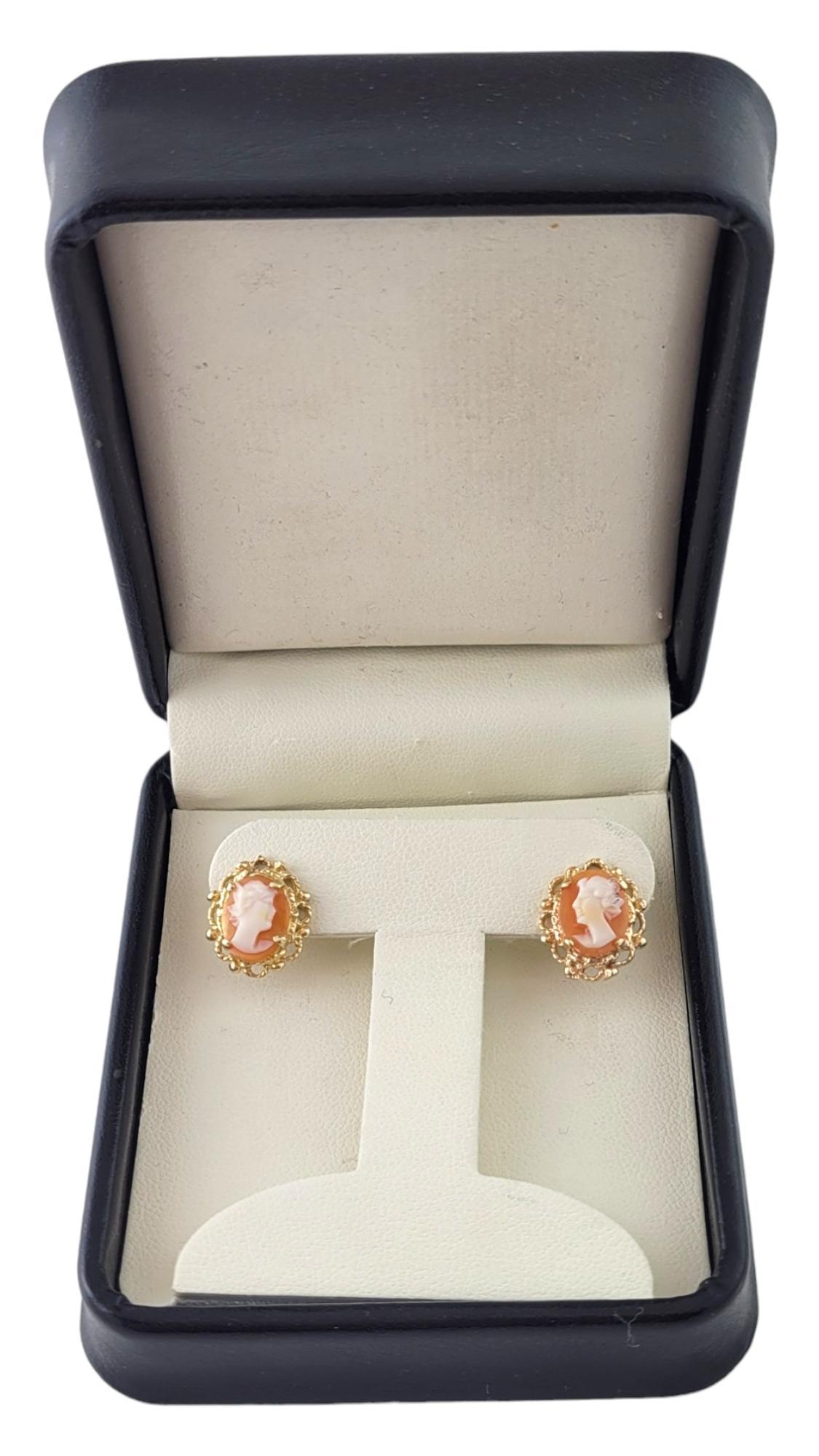 Vintage 10K Yellow Gold Cameo Earrings #16915 For Sale 2