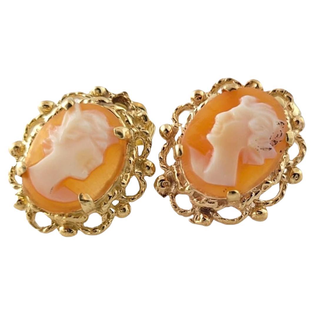 Vintage 10K Yellow Gold Cameo Earrings #16915 For Sale