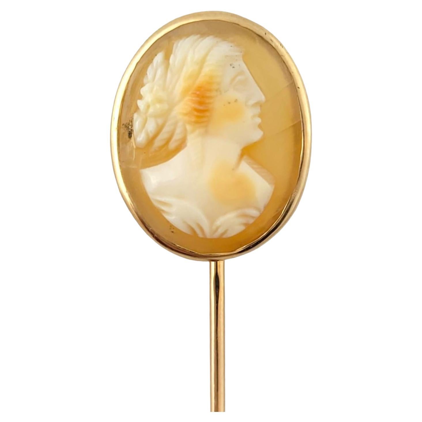 Vintage 10K Yellow Gold Cameo Stick Pin #16912 For Sale