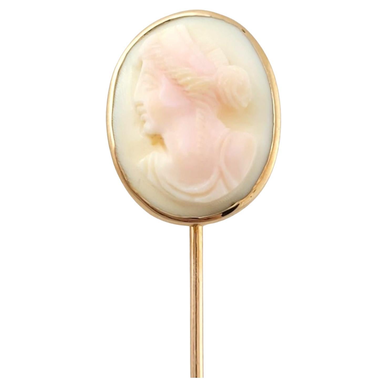 Vintage 10K Yellow Gold Cameo Stick Pin #16913 For Sale