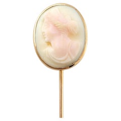 Vintage 10K Yellow Gold Cameo Stick Pin #16913