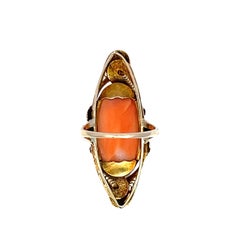 Vintage 10k Yellow Gold Coral Cameo Ring