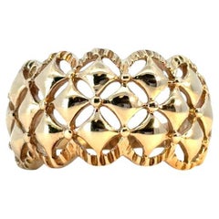 Anillo Cúpula Vintage Oro Amarillo 10k Corte Diamante Borde Festoneado