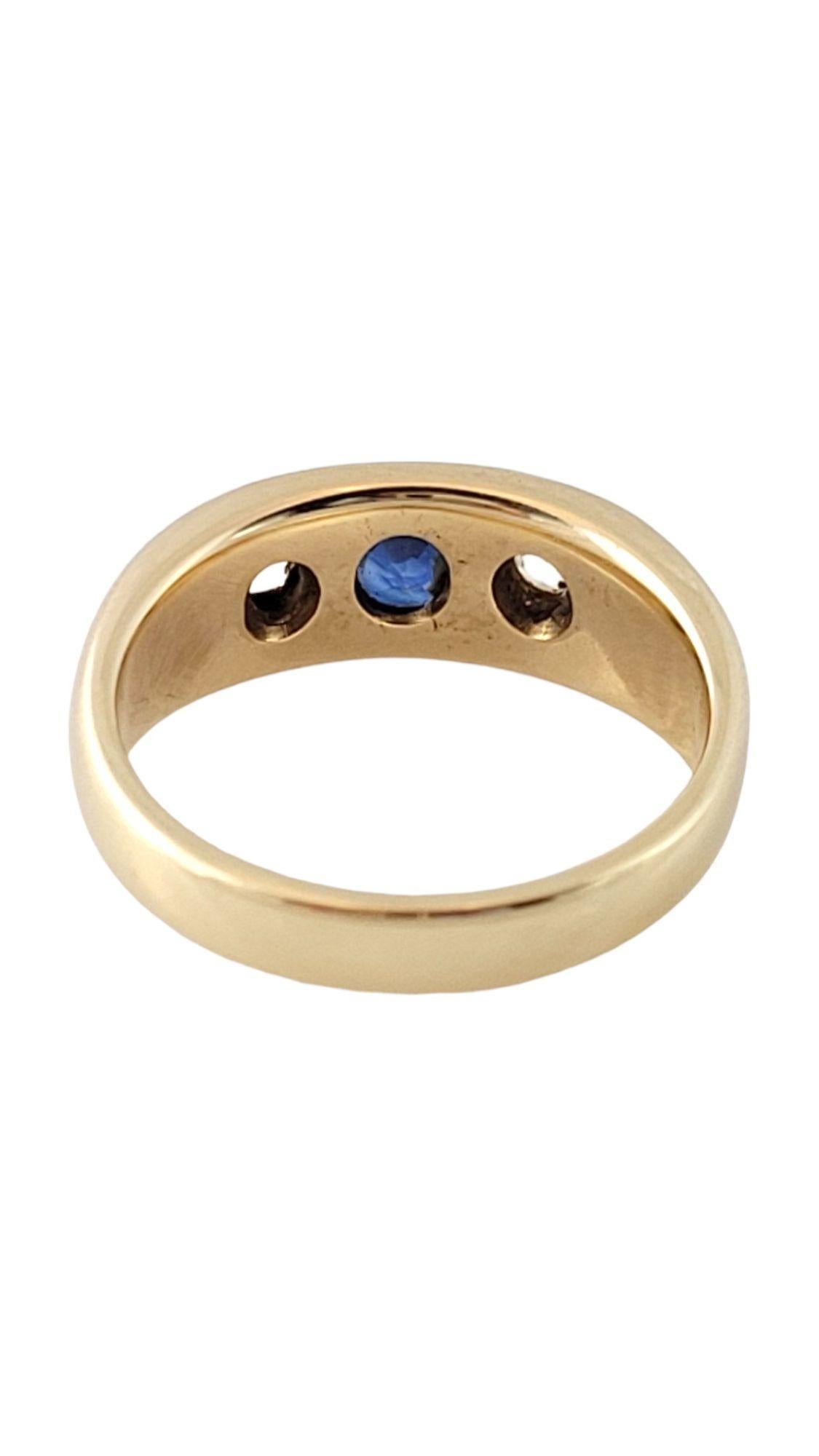 Old European Cut Vintage 10K Yellow Gold Diamond Natural  Sapphire Ring Size 6 #15016 For Sale