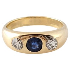 Vintage 10K Gelbgold Diamant Natürlich  Saphir-Ring Größe 6 #15016