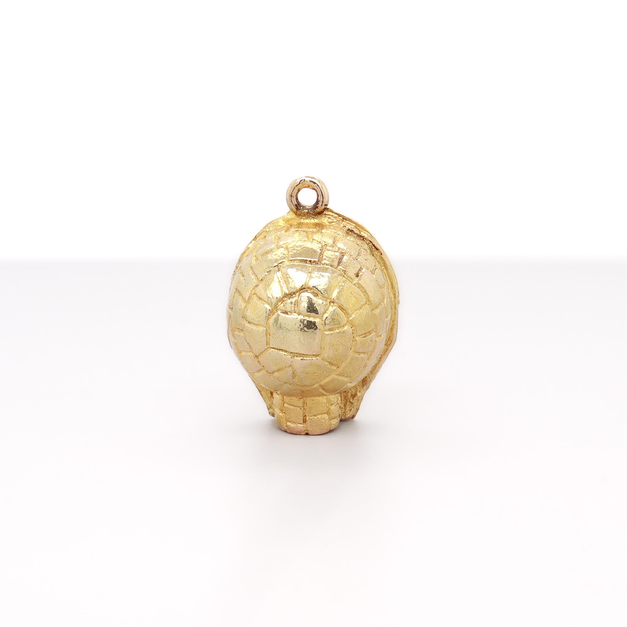 Women's or Men's Vintage 10K Yellow Gold Figural Igloo Charm for a Bracelet For Sale