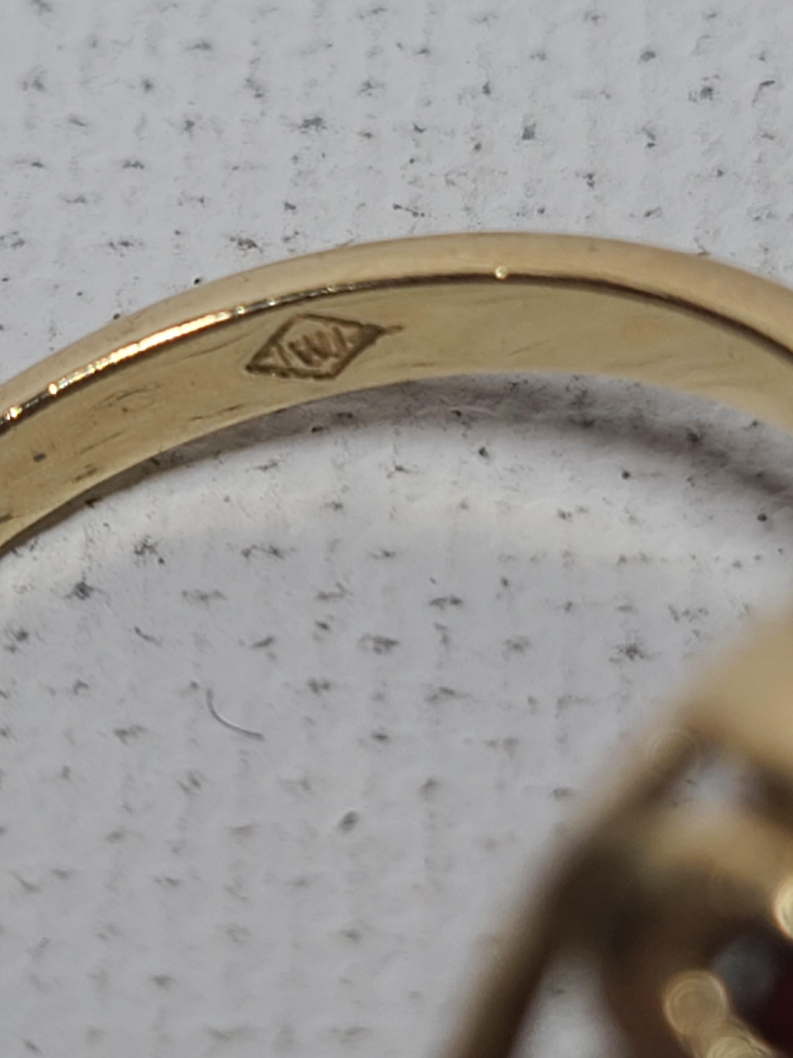 10 Karat Gelbgold Granat-Cocktailring Damen