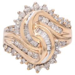 Vintage 10k Yellow Gold Intertwining Mixed Cut Diamond Ring