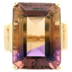 Vintage 10k Yellow Gold Large Bi-Color Ametrine Cocktail Statement Ring