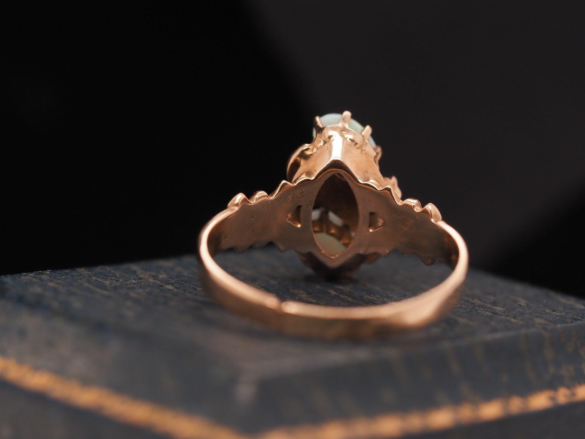 Women's Vintage 10K Yellow Gold Opal and Pearl Cocktail Ring